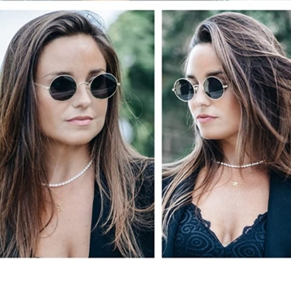 Lennon Round Polarized Sunglasses for Men Women 70s Circle Hippie Costume - Picture 7 of 7